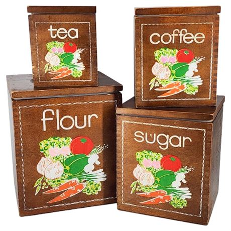 Vintage Maison Intl. 4 Piece Wood Kitchen Canister Set