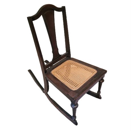 Antique Victorian Wicker Seat Rocking Chair