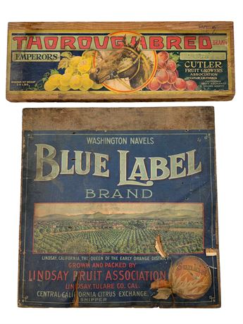 Pair of Antique Fruit Crate Labels