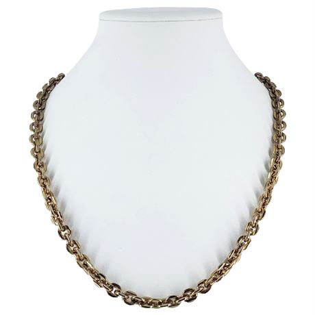 Vintage 22" Pale Gold Tone Chunky Heavy Chain Necklace