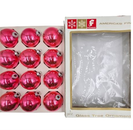 Large 3" VTG Hot Pink Glass Ornaments