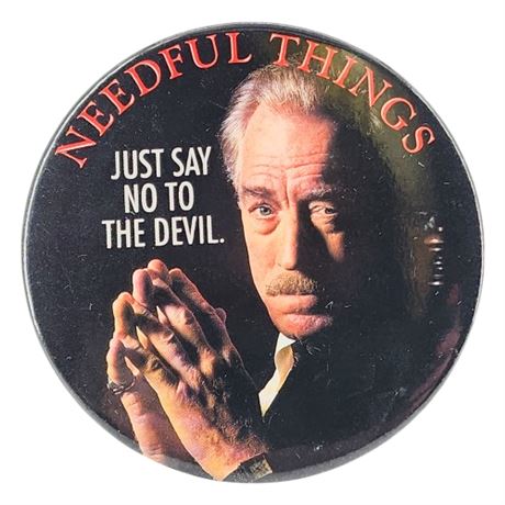 Vintage 90s Stephen King "Needful Things" Promotional 3" Pinback Button