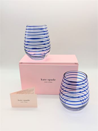 New Kate Spade New York Charlotte St. Stemless Wine Glasses