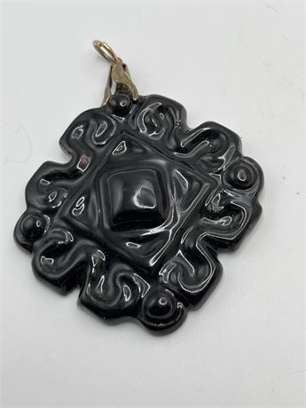 Black enamel pendant brooch