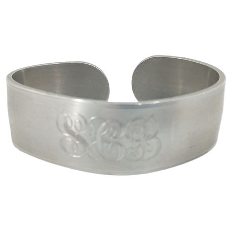 Vintage B&M Pewter Monogrammed Cuff Bracelet