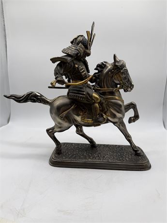 Vintage Okimono Japanese Solid Brass Samurai Warrior Sculpture Gold Plated