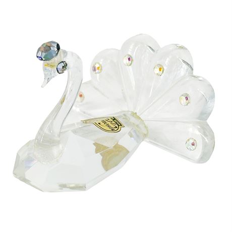 Vintage Bohemia Glass Peacock Figurine