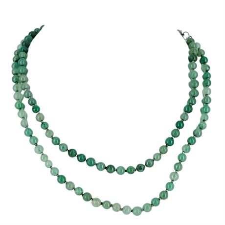 Vintage Green Aventurine Double Strand Necklace
