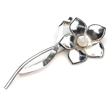 Vintage Coro Sterling Silver Flower Brooch