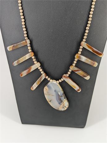 Montana Moss Agate Stone Necklace 11.25" L