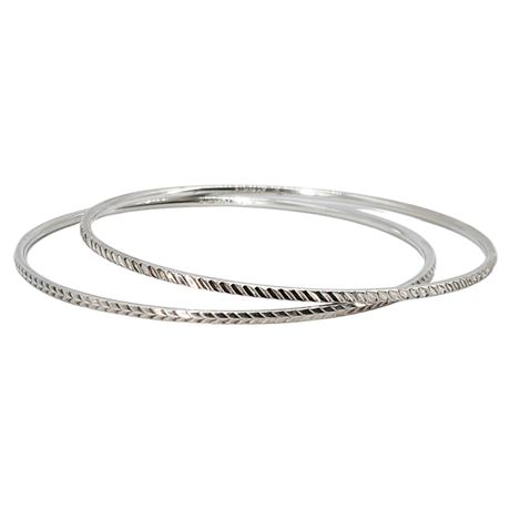 Pair Vintage MONET Silver Tone Bangle Bracelets