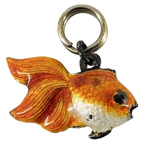 Vintage Miniature Enamel Fancy Goldfish Charm
