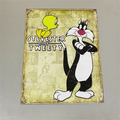 Tweety + Sylvester 12.5x16” Metal Retro Sign