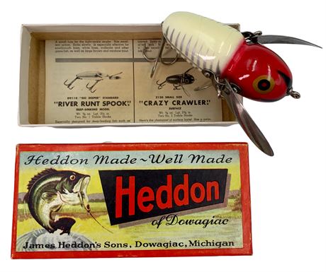 Heddon-Dowagiac 2100 XRW Crazy Crawler Wood Fishing Lure in Box