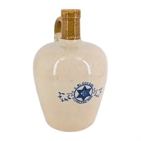 Antique E. L. Bloch & Co. Cleveland Ohio Whiskey Jug Blue Star Monogram