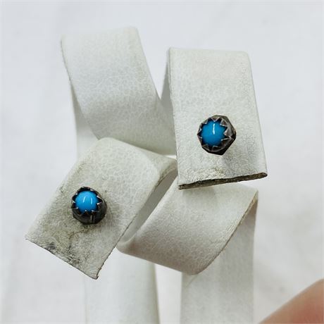Vtg Navajo Sterling Turquoise Earrings