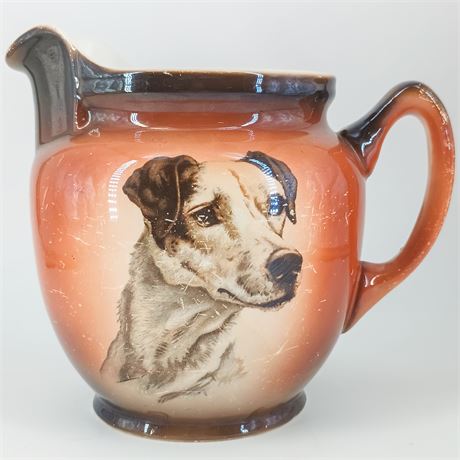 MCM Dog Portrait Pitcher - Lusterware, Brown to Amber Glaze