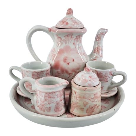 Vintage Mini Pink Floral Porcelain Tea Set