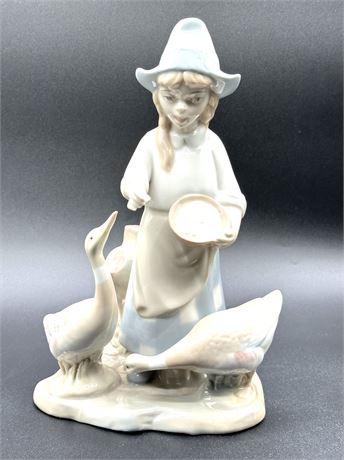Perceval 11" tall Porcelain Girl with Ducks Figurine