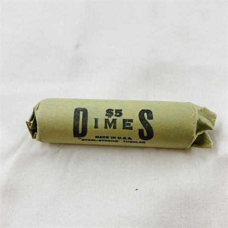 Unsearched $5 Mercury Dime Roll Labeled 1941