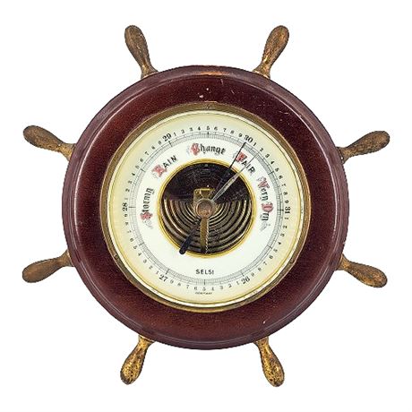 Vintage Selsi Germany Ship's Wheel Barometer