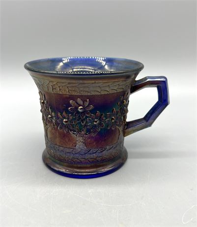 Fenton Blue Carnival Orange Tree Tumbler