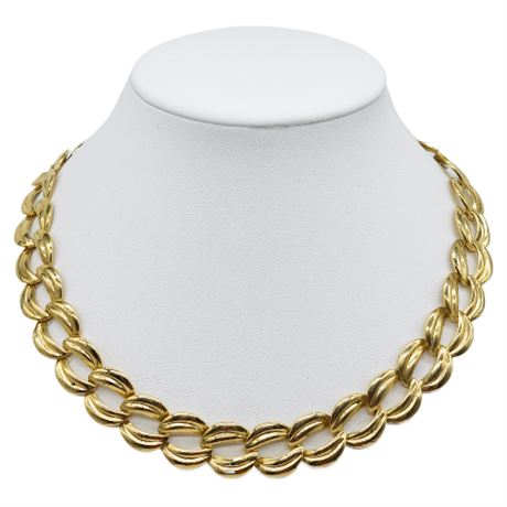 Vintage Gold Tone Exaggerated Curb Link Necklace
