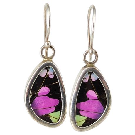 Vintage Sterling Silver Butterfly Wing Earrings