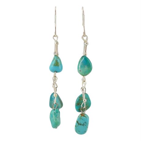 Signed FAS Sterling Silver & Turquoise Earrings