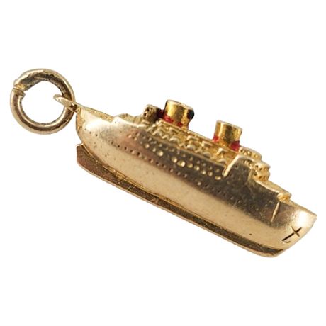 Vintage 9K Gold Cruise Ship Charm