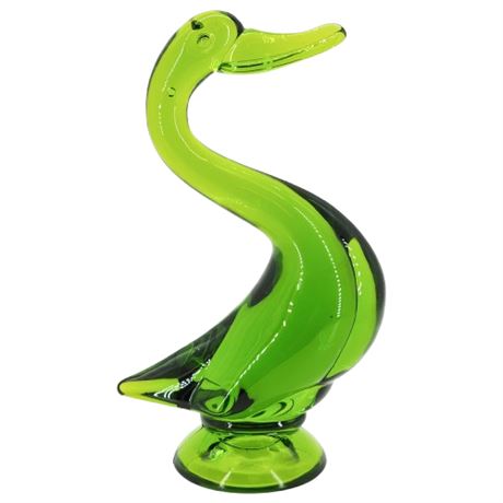 Vintage Viking Glass Avocado Green Large 9" Duck Figurine
