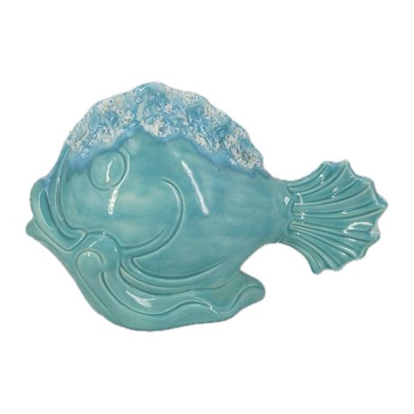 Vintage Ceramic Turquoise Fish Planter