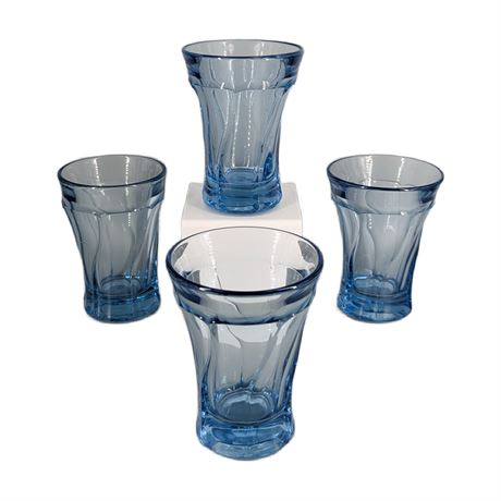 Set 4 Fostoria Blue Tall Drinking Glasses