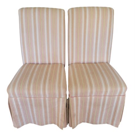 Striped Fabric Dining Side Chairs, Set of 2