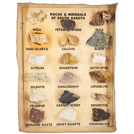 Vintage Eula's Handcrafts Rocks & Minerals of South Dakota Display Box