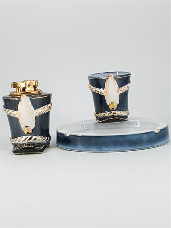 Vintage Japanese Shields Lighter, Candle Holder, and Ashtray