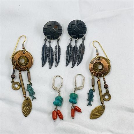Lot Vtg Southwest + Navajo Earrings
