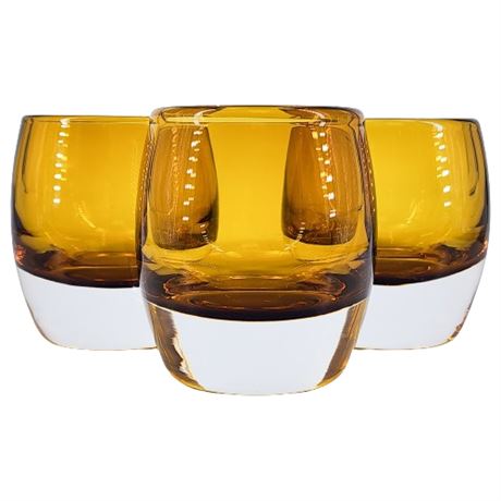 Heavy Amber Glass Votive Candle Holders