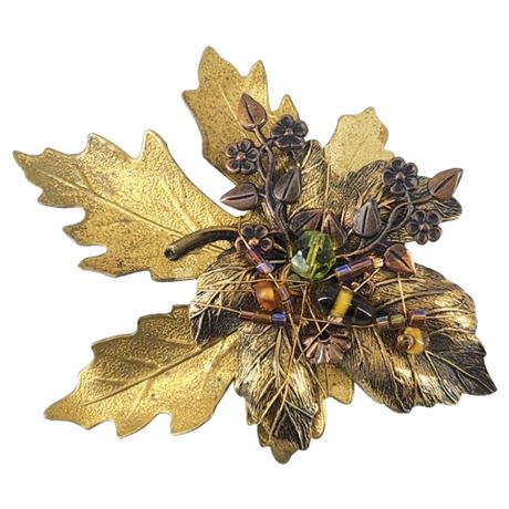 Vintage Cara Stimmel Art-To-Wear Leaves Brooch