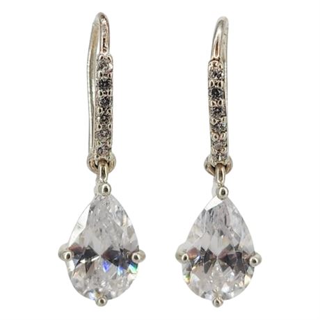 Vintage SUNSTONE IMPORTS Sterling Silver CZ Earrings