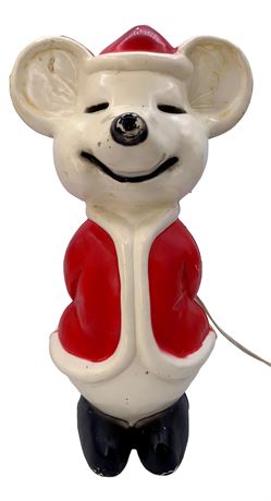16” Vintage Illuminated Hard Plastic Mouse Holiday Decoration