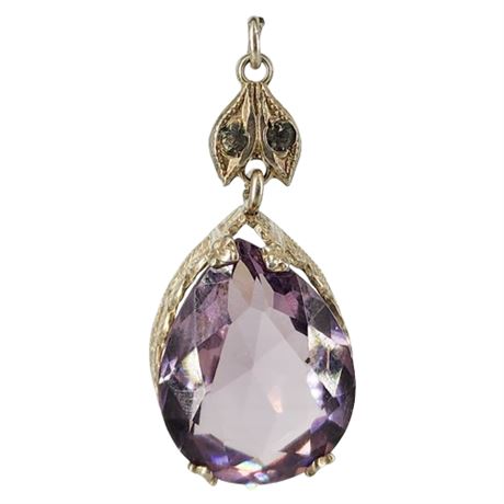 Vintage Sterling Silver Faux Amethyst Pendant