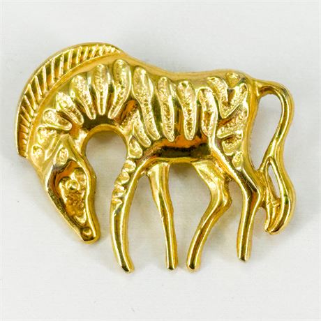 Vintage Gold-Tone Zebra Brooch