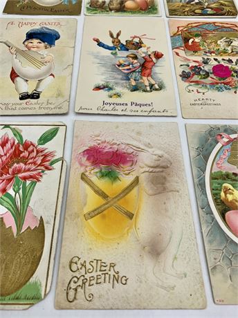 9 pc 1908-1918 Antique Easter Postcard Ephemera Correspondence Lot