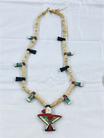 Fantastic Vtg Zuni Mosaic Necklace