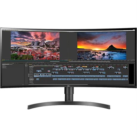 LG 34WN80C-B UltraWide Monitor 34" 21:9 Curved, Tilt/Height Adjustable Stand