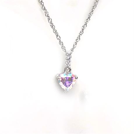 Judith Jack Designer Sterling Silver Solitaire Radiant Heart Pendant Necklace