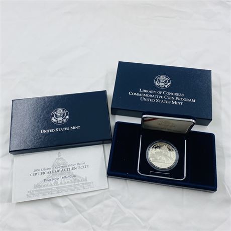 US Mint 2000 Library of Congress Silver Proof Dollar