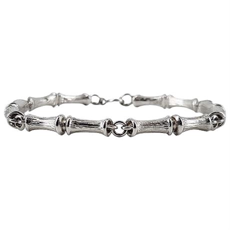Vintage White Gold Filled Bamboo Link Bracelet