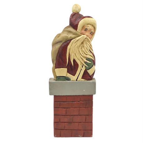 Folk Art, Hand Carved & Signed, Wood Santa